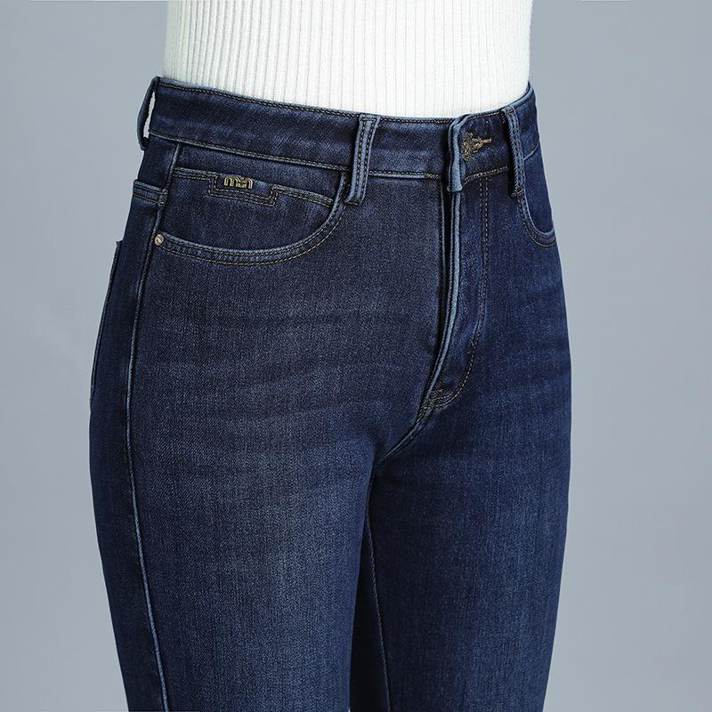 

Winter 2025 Women s Plus Size Straight-Leg Velvet Jeans – Warm Elastic Long Pants for Middle-Aged Moms and Plus-Size Sisters 32 (135-145 lbs) темно-синий
