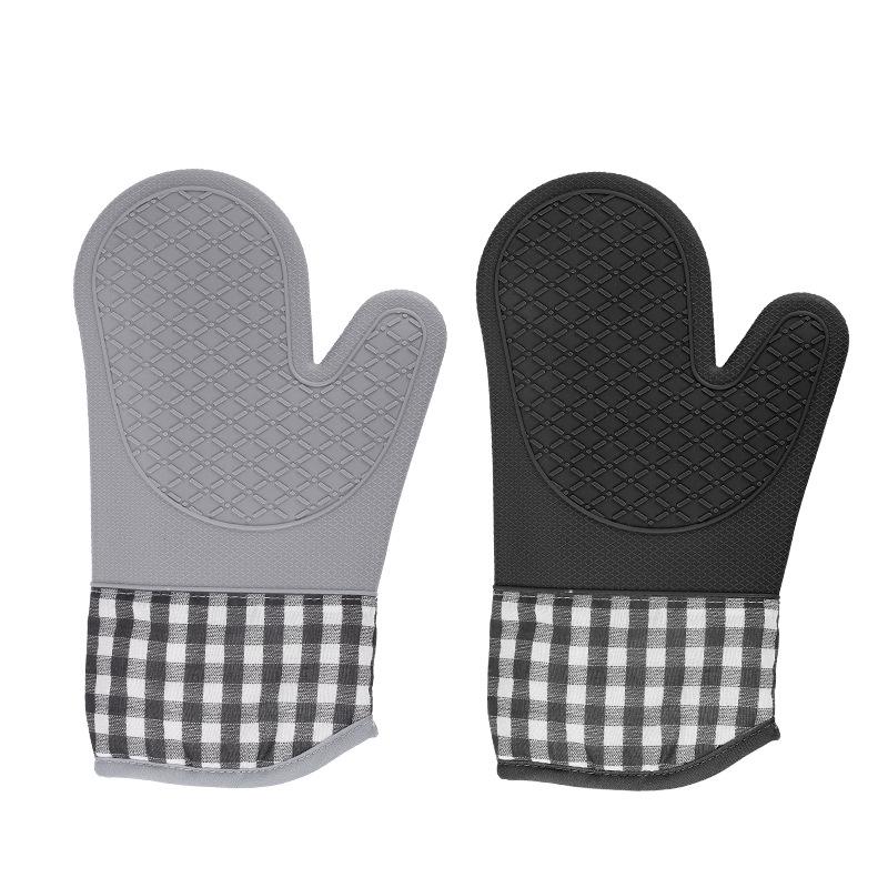 Heat-Resistant Multicolor Silicone Oven Gloves - Anti-Scald, Thickened for Kitchen & Microwave Use