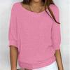 2026 Women's Solid Color Round Neck Knitwear Three-Quarter Sleeve Top