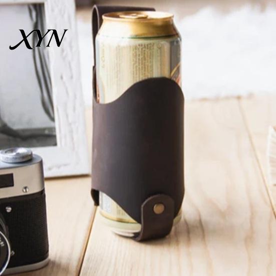 Outdoor Beer Holster Waist Hanging Holder, Faux Leather Soda Beverage Drink Can Bottle Holder Portable for Belt, Accessories Lovers Camping