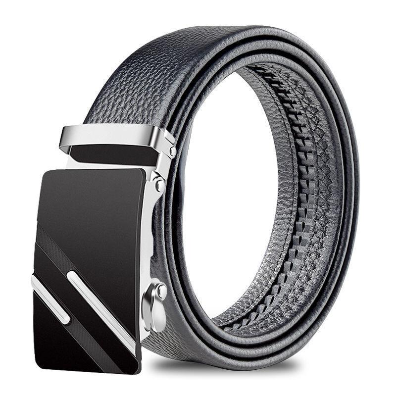 Men'S Belt Men'S Soft Leather Automatic Buckle Student Belt Middle-Aged And Young Leisure Business Belt Trendy Leather