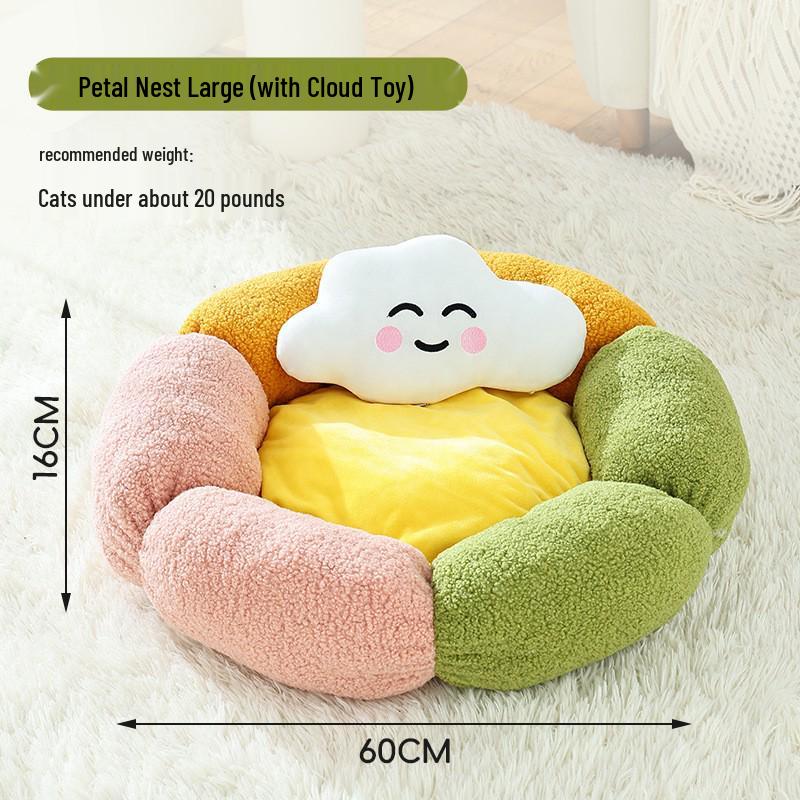 Cactus Petal Shape Pet Nest - Large, Soft, and Warm Sleeping Mat for Cats and Dogs