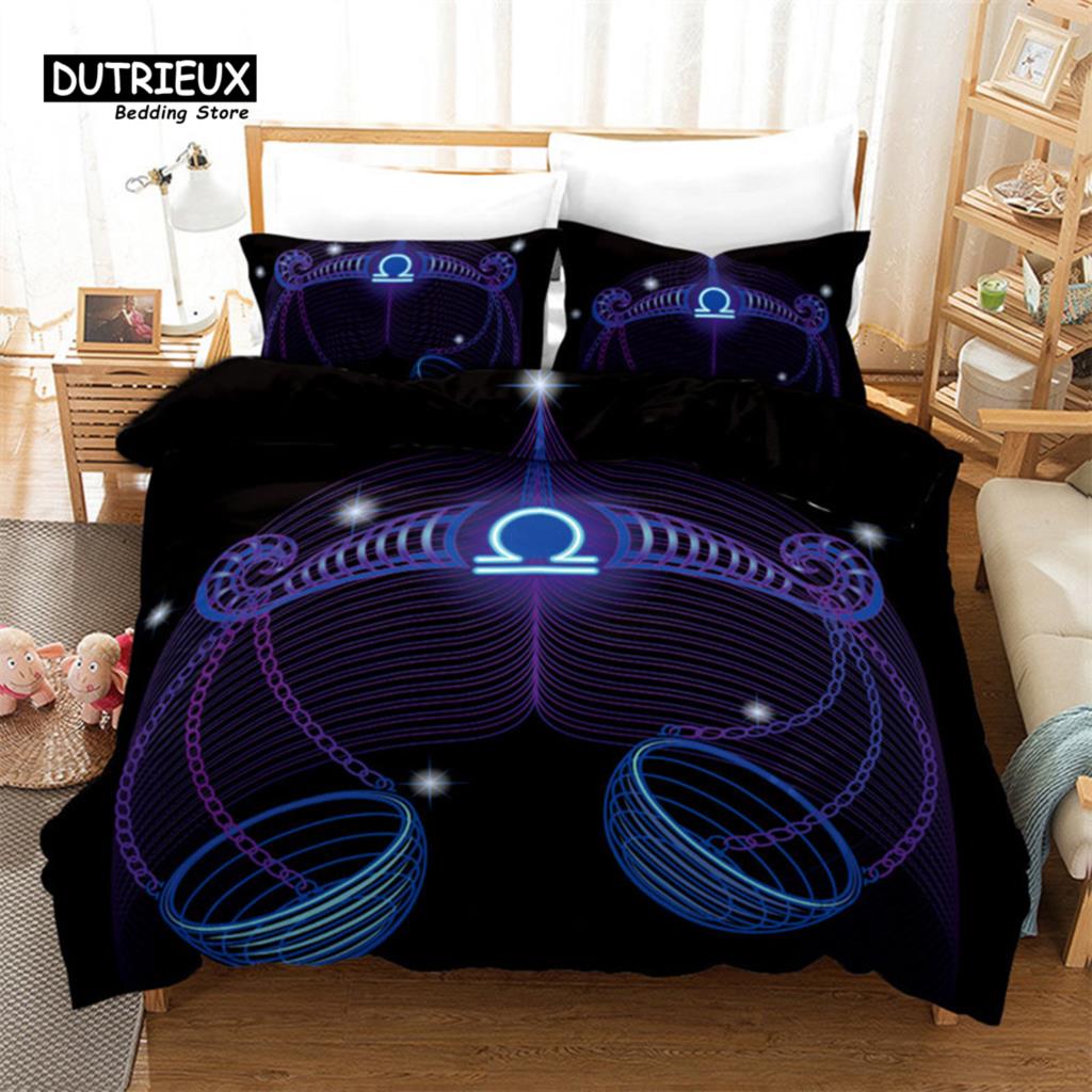 3D Aries Duvet Cover Set Twelve Constellations Bedding Set For Teens Kids Dorm Decor Microfiber Exotic Abstract Art Quilt Cover