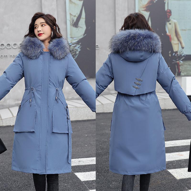 Women's Medium and Long Cotton-padded Clothes In Winter Slim-fitting Thickened Fur Collar Down Cotton-padded Jacket