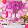 Princess Pink Balloon Set Girl Birthday Decoration Arrangement Balloon Paper Flower Ball Rain Silk Curtain Birthday Flag