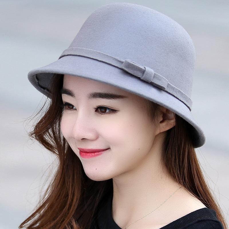 

Элегантная женская фетровая шляпа федора из шерсти: Ретро Весна/Осень Черный Котелок с Короткими Полями и Бантом Adjustable (with inner adjustment cord)