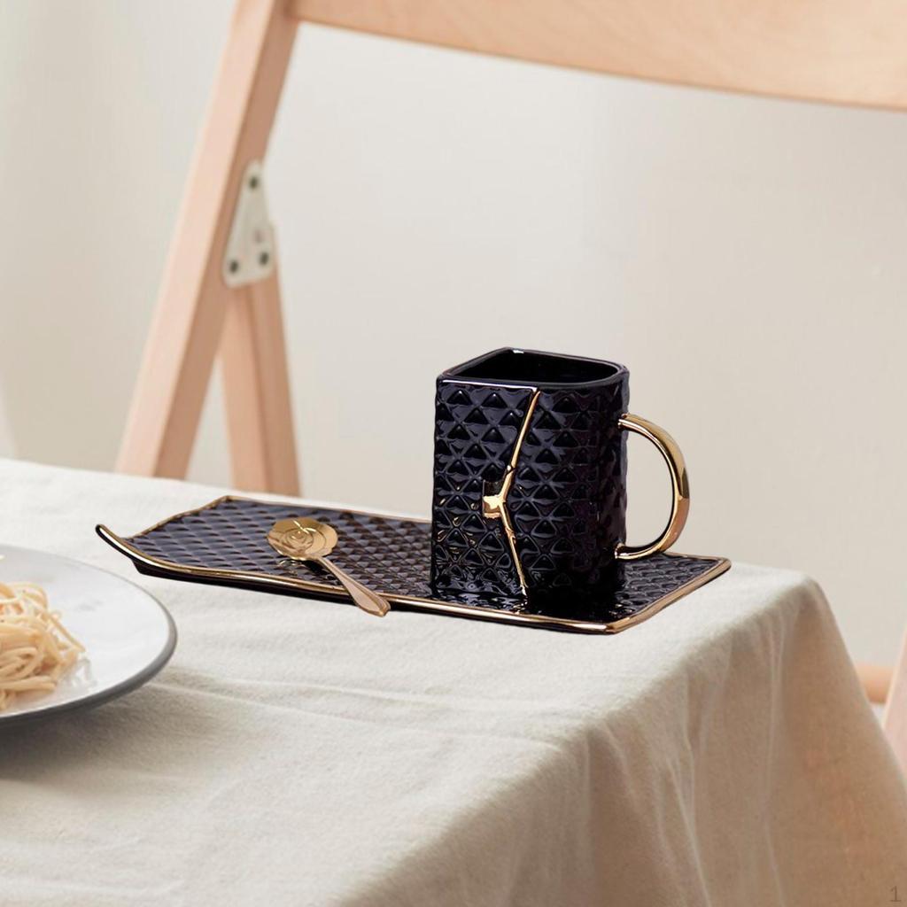 Handbag Shaped Coffee Mug Set Ceramic Tea Cup Household with Saucer Purse for Hotel
