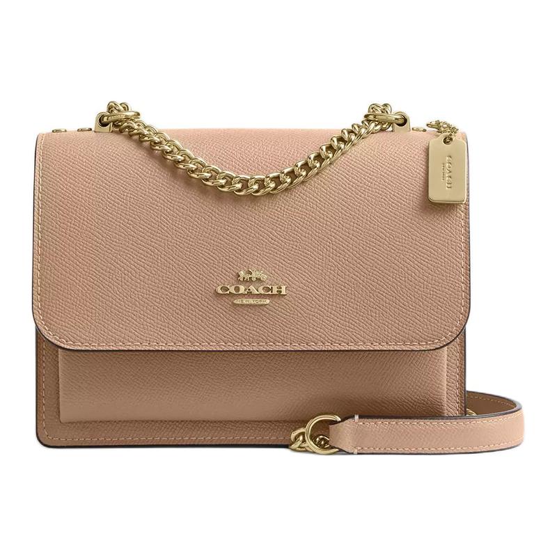 COACH Klare 18 Letter Logo Chain Shoulder Strap Recycled Leather Fiber Crossbody Shoulder Bag Mini Women s Taupe серый