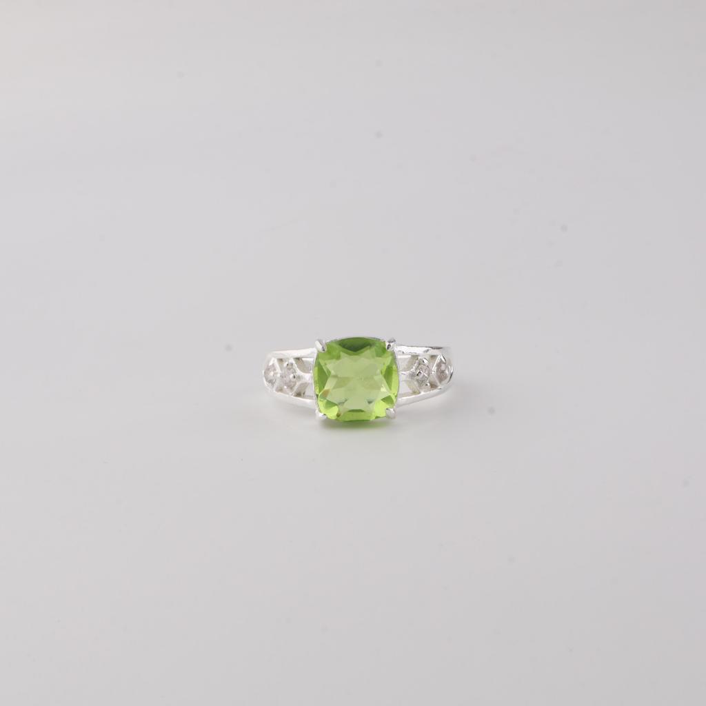 Peridot Gemstone 925 Sterling Silver Handmade Jewelry Designer Zircon Ring For Anniversary Gift CZR-15-4