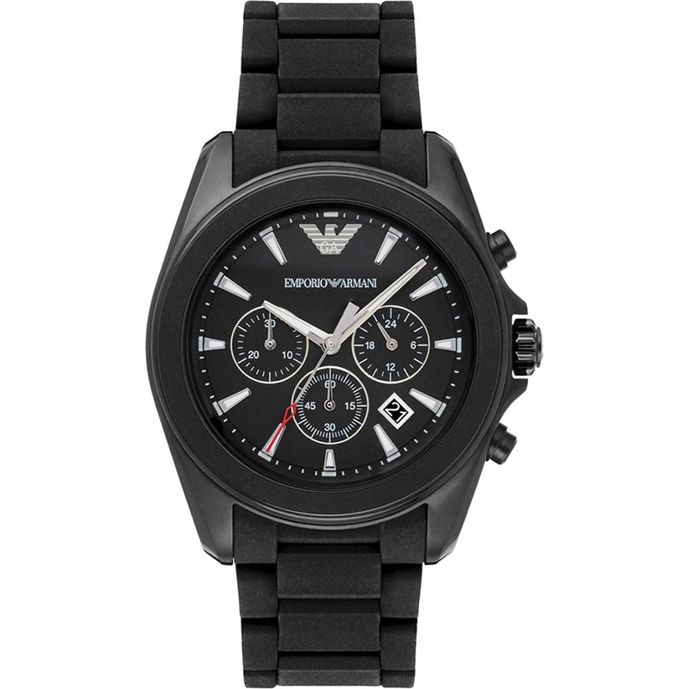 

Emporio Armani Tazio Large Black Metal/Silicone Men s Quartz Chronograph AR6092 чёрный