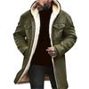Men's Solid Color Button Pocket Work Wear Plus Leather Jacket Men's Casual Long Coat