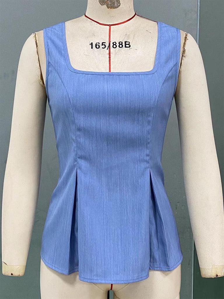 European & American Summer 2025 Sleeveless Drawstring Camisole - French Slim Pullover Vest for Women