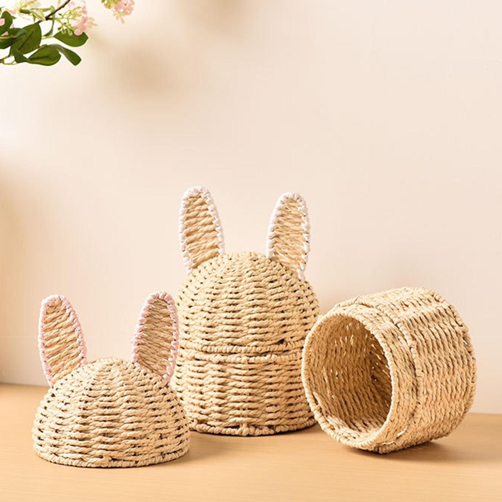 Easter Bunny Basket Hand-Woven Snack Container Hand-Woven Fruit Basket For Homeowners Party Planners Dining Table Front Porch