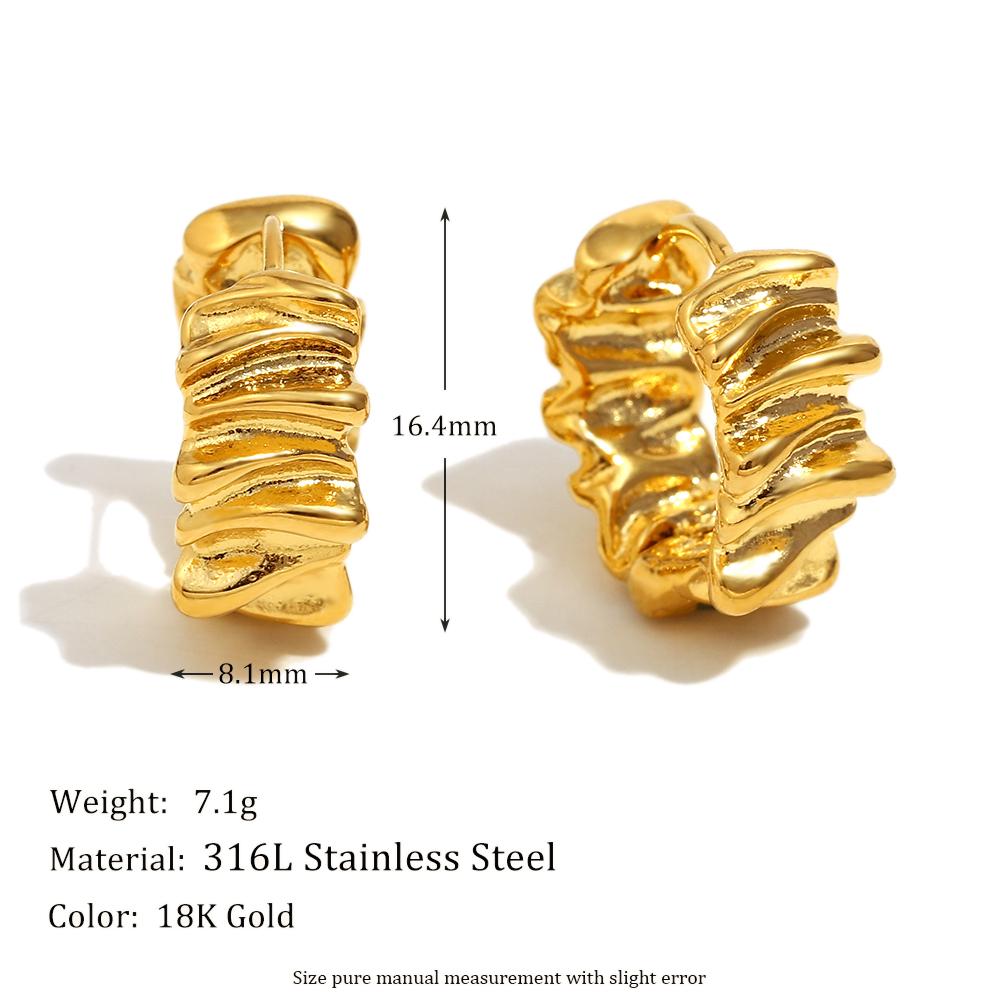 

MamacitaSlay 316L Stainless Steel Pleated Hoop Earrings Party Waterproof Jewelry Women s Charm Statement Earrings High Quality золотой