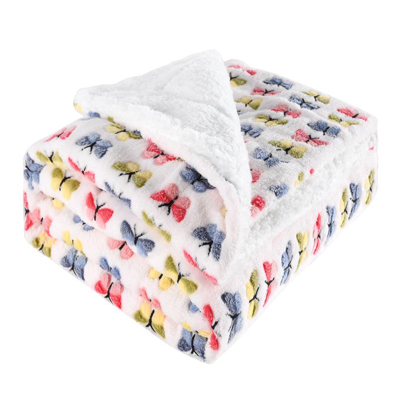 

Двухслойное одеяло из кораллового флиса на осень и зиму - хлопковый бархат и фланель с принтом бабочек 150*120CM