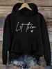 Black with Let Them Heart Print Soft Kangar250g Heavyweight Pullover with Pocket Adjustable Drawstring for Unisex Warm Sweatshirt,