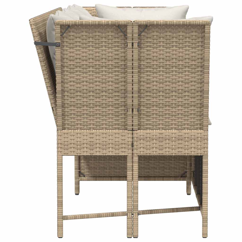 Garden Sofa with Cushions Beige Poly Rattan