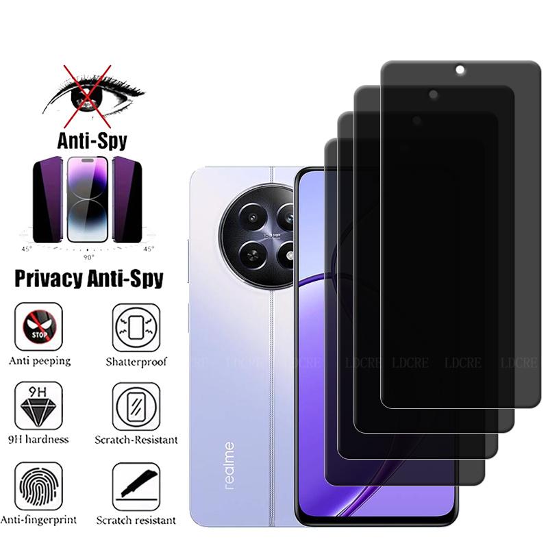 4 pçs para realme 12 5g vidro oppo realme 12 5g protetor de tela protetora anti-reflexo privacidade anti-espião vidro temperado realme 12