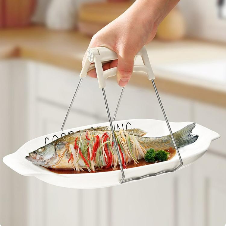 2Pcs/set Anti-scalding Clip Bowl Clip, Anti-scalding Clip For Kitchen, Steamed Vegetables, Stainless Steel Heat Insulation Plate Bowl Clip