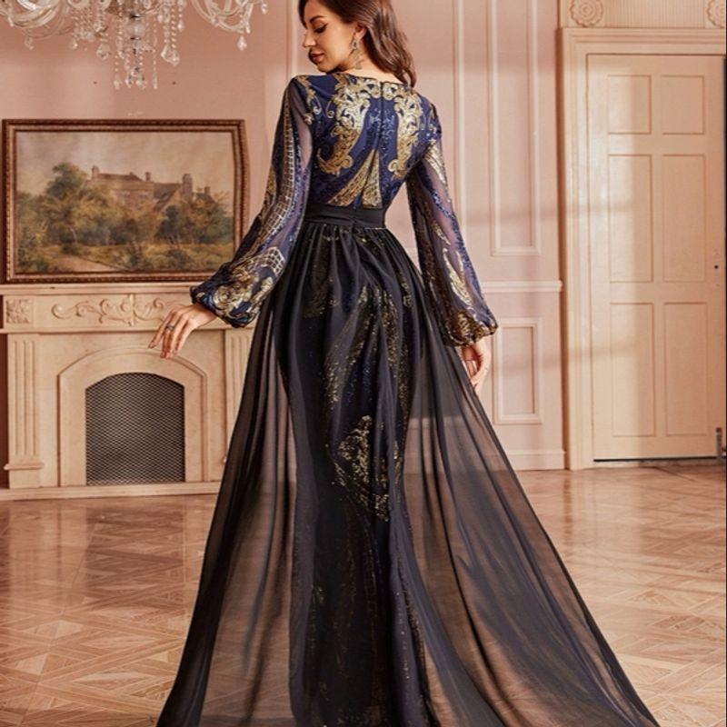 Foreign Trade Formal Long Dress, European and American Style, High-End and Elegant Long Dress, Sequin Dress, Birthday Dress
