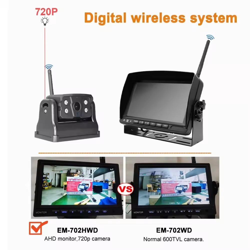 Digital Wireless 7" DVR quad monitor loop video recording solar magnetic reverse backup cameras for Caravan