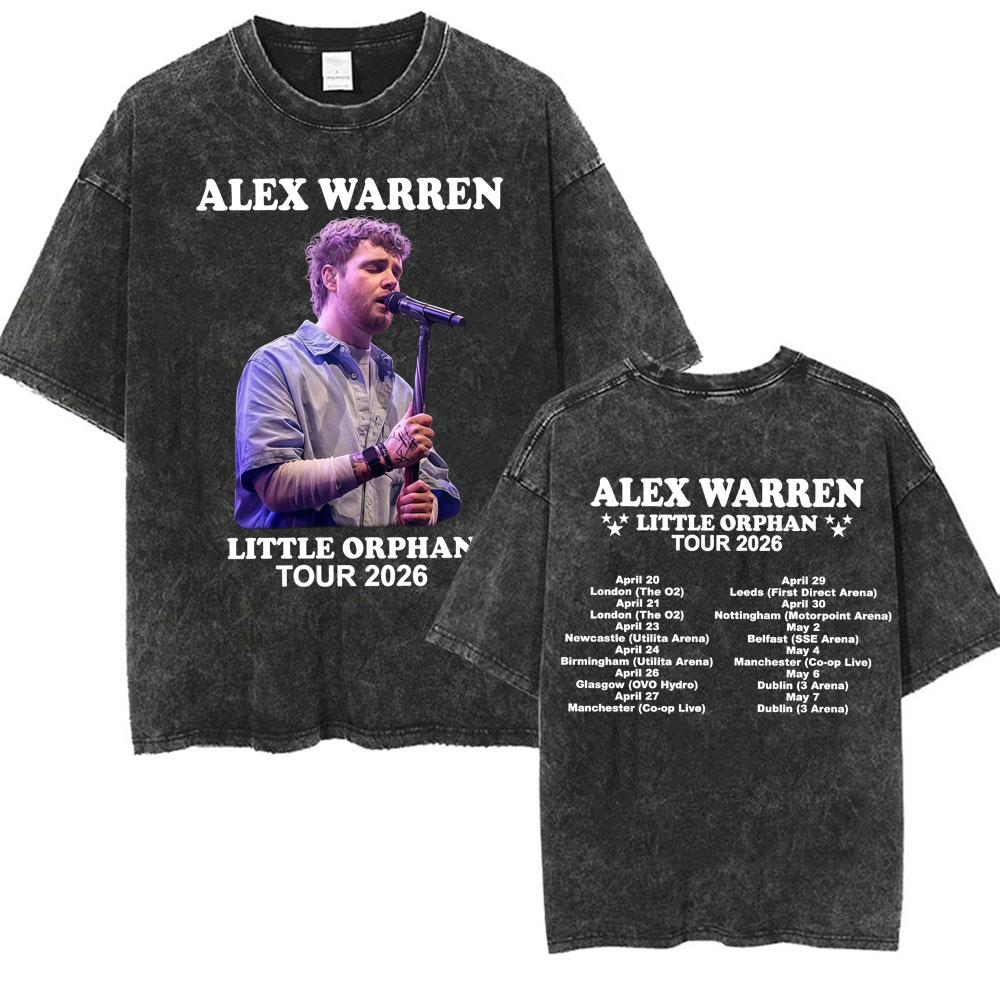 Alex Warren Little Orphan Alex Live Tour Graphic T Shirt Mens Clothing Vintage Washed Tshirts Casual ONeck Loose Tshirt S