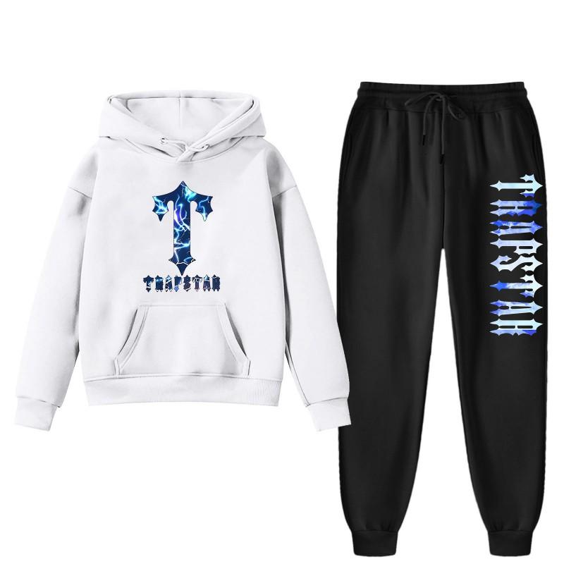 Womens Winter Casual Hooded Sweatshirt Pants Set With Print Loose Fit Streetwear