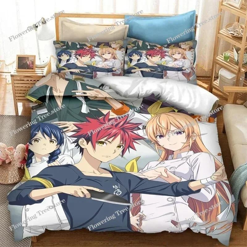 Anime Food Wars Shokugeki no Soma Ložní souprava Povlak na přikrývku Ložnicová přikrývka Jednolůžko Velikost King Přikrývka Domácí textil