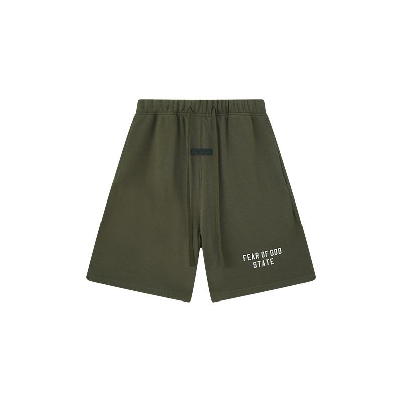 E855 Fear Of God Essentials Letter Sweat Shorts Unisex Oversized Cotton Drawstring Elastic Waist Streetwear Casual Sports Shorts