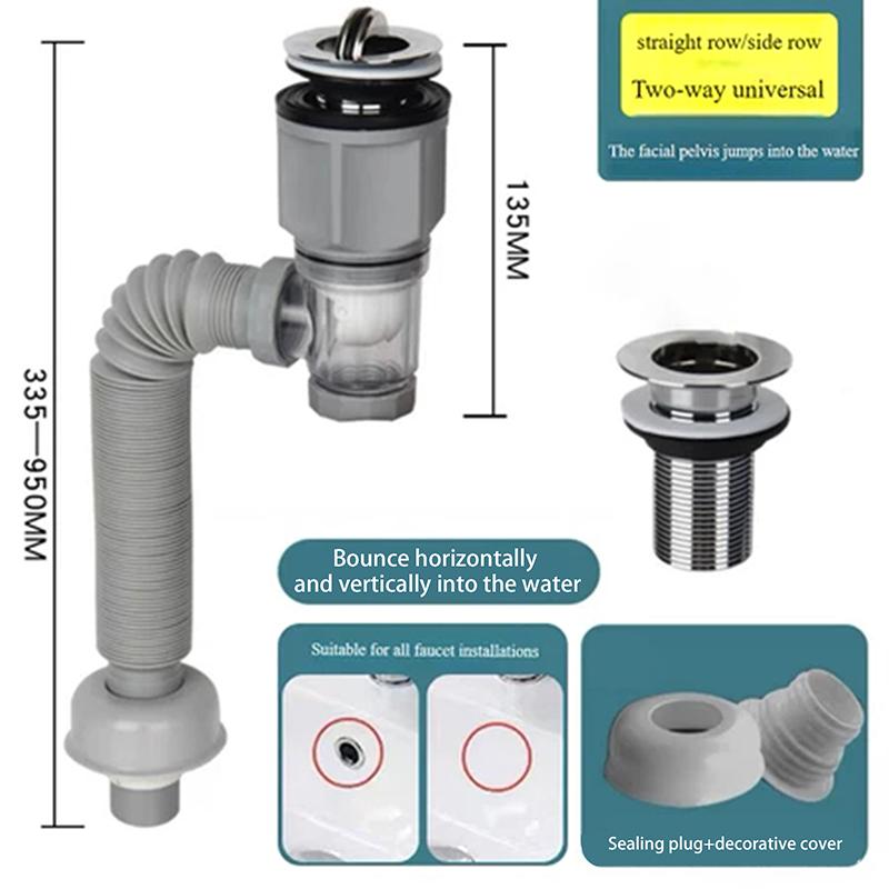 Universal Sink Drain Pipe Set Retractable Deodorant Sewer Drainage Water Hose Bathroom Kitchen Wash Basin Drainer Accessories
