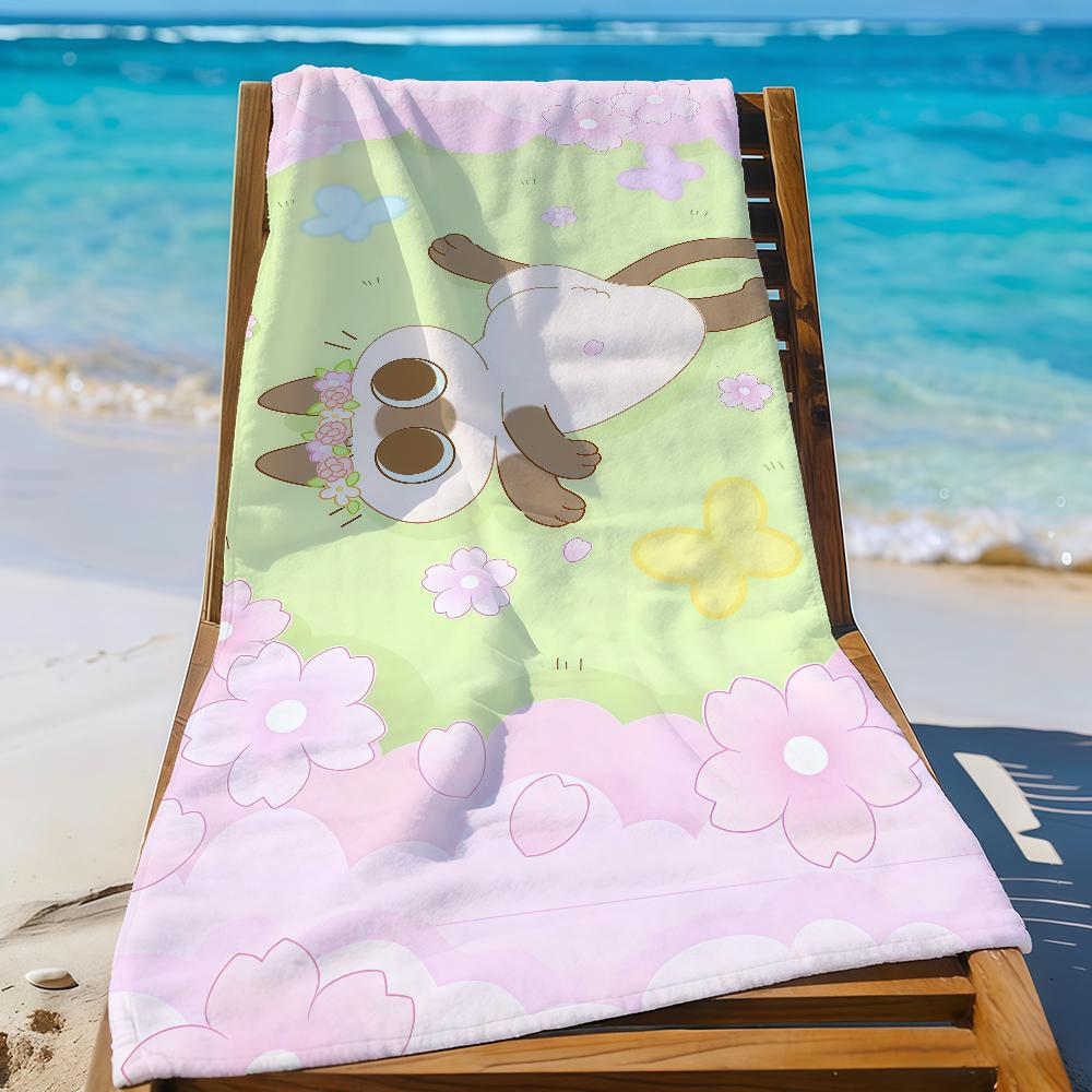 

Kawaii A-Azuki Siamese Cat Towel Sports Quick Dry Travel Camping Gear Sandproof Soft Light Large Beach Towel W30*H60(CM)