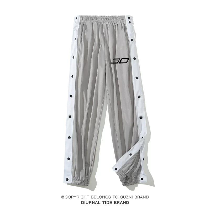 Owen Same Style Row Button Pants Appearance Warm-up Training Basketball Shorts Seconds off Full Open Buckle Breathable Quick-Drying Sports Casual