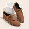 New Arrival Plus Size Low-Top Loafers for Women Suede Lace-Up Pointed Toe Low-Heel British Style Loafers