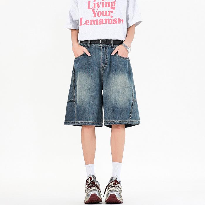 

New Loose Straight Jeans Elastic Waistband Lace-up Pants S