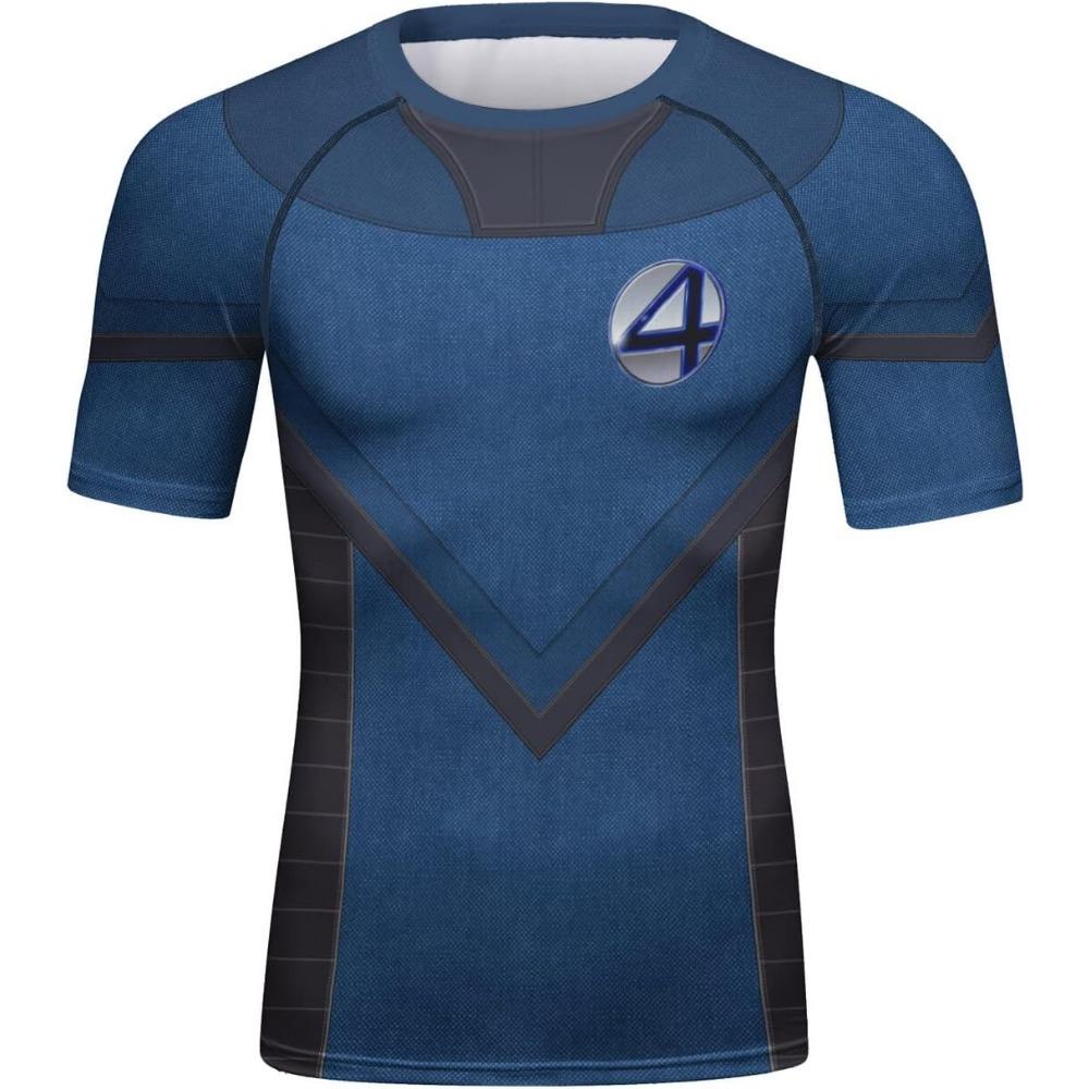 Red Plume Mens 3D Digital Printing Short Sleeve T-Shirt Outdoor Running Yoga Fitness Tight Shirt for Men
