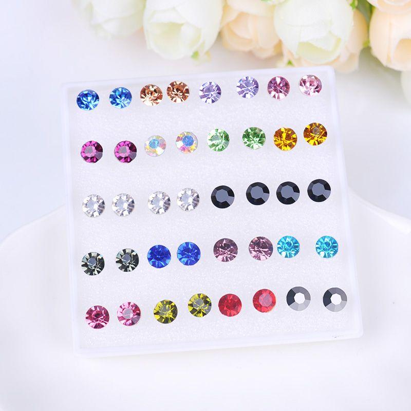 

Women s Resin Sterling Silver Fancy Stud Earrings 5mm 18 color(Square box)