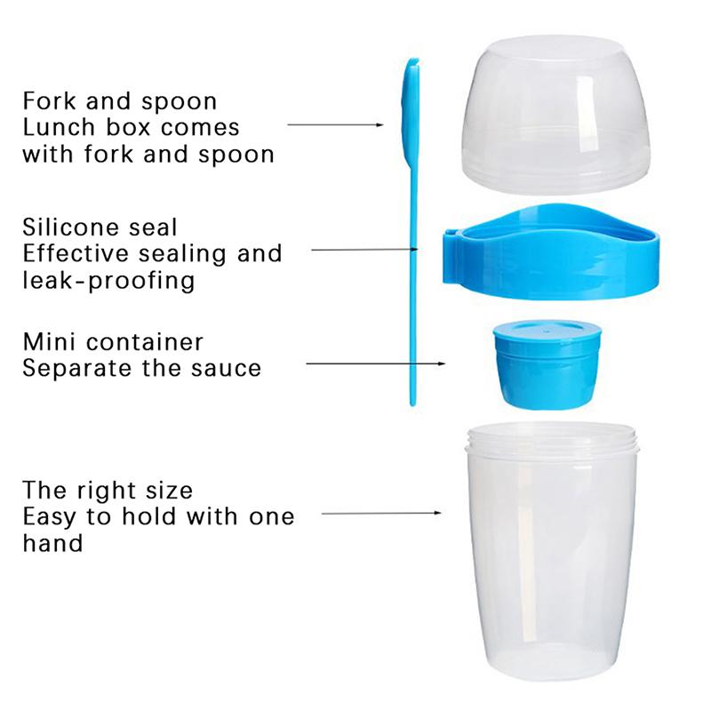 Snídaně ovoce Ovesný jogurtový salátový kelímek s víčkem lžička Dvouvrstvý úložný prostor potravin Přenosný fitness kelímek pro snížení hmotnosti