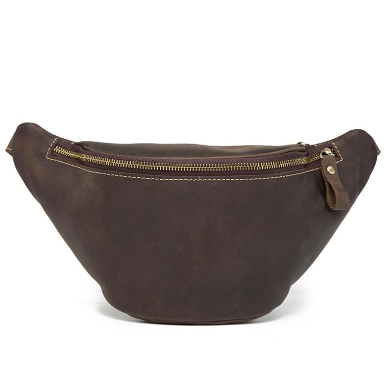 Crazy Horse Leather Men Casual Fashion Travel Fanny Waist Belt Chest Pack Sling Bag Design Bum Phone Case Male