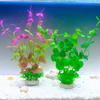 4PCS Realistic Plant Fishtanks Decoration Artificial Green Plant with Base for Home Use Aquariums Landscaping Accessories