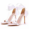2026 Fish Mouth High Heel Strap Sandals Beautiful Ribbon Silk Fabric High Heel Women's Shoes Banquet Wedding Dress Bridal Shoes