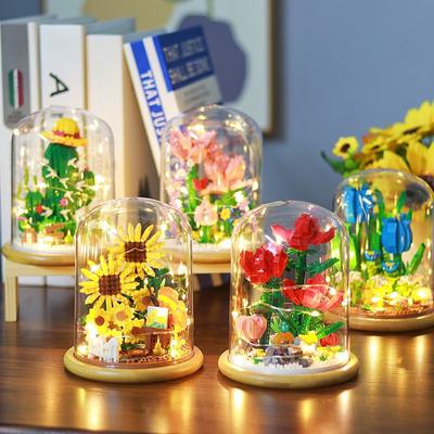 Baustein Spielzeug Sonnenblume Unsterblichkeitsblume Mikropartikel Zusammenbau Puzzle Baustein Blume Geschenk Dekoration Spielzeug Mädchen Geschenk