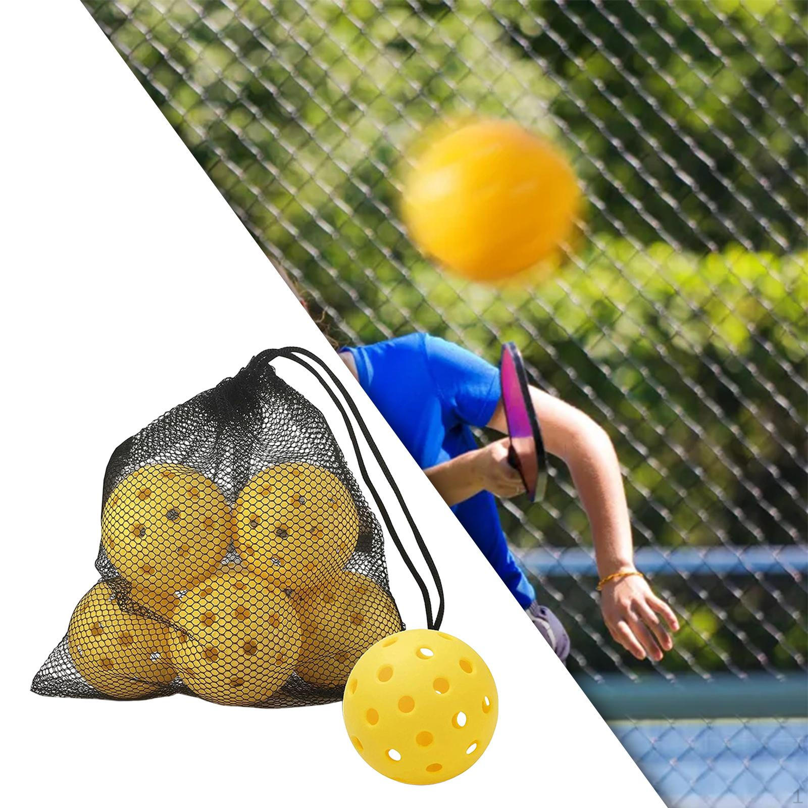 

6 упаковок шариков Pickleball в сетчатом пакете, 40 отверстий в помещении и на открытом воздухе yellow