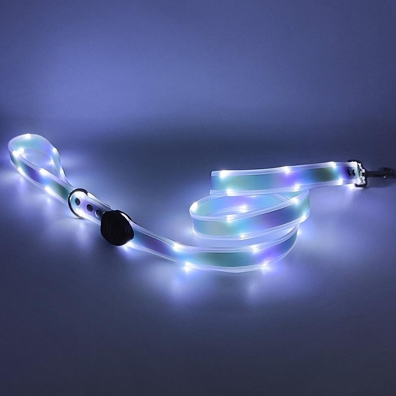 LED Leuchthalsband USB-Aufladung Haustierhalsband mit Licht PVC Geflochtenes Gurtband Hundeleine Leuchtendes Hundehalsband