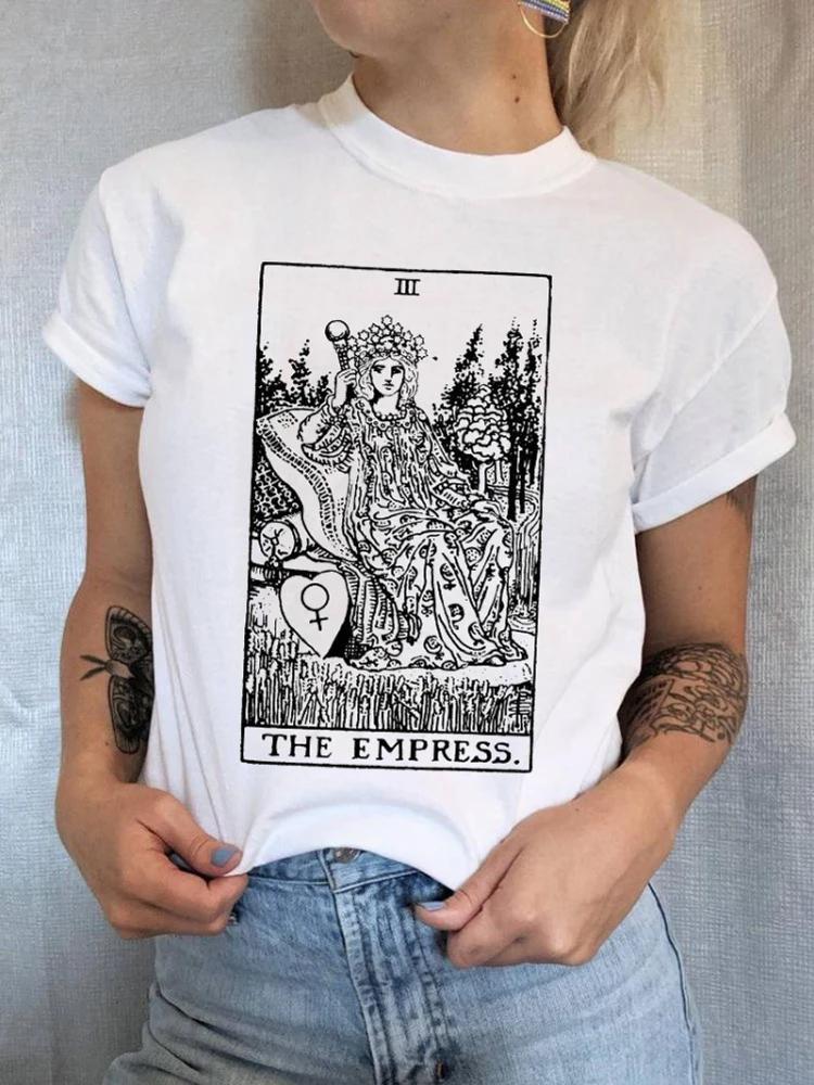 The Empress Tarot Card T Shirt Major Arcana Fortune Telling Occult T Shirt Casual O-neck Casual For Women Tee