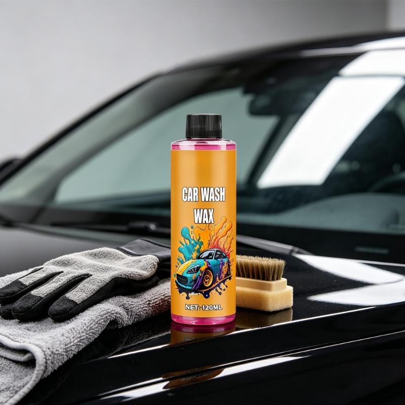 Vehicle Exterior Cleaning Liquid with Sponge, Small Screw-Cap Bottle for Routine Wash Support, Wipe-Down Use, and Shelf Storage In Garages
