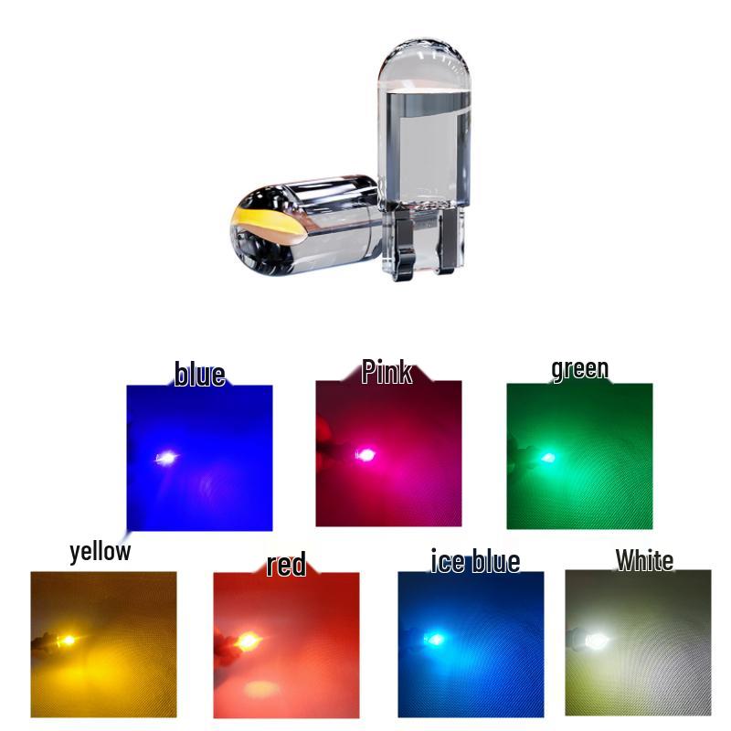 AMS T10 Crystal Clear LED Car Side Marker Light, High Brightness COB W5W License Plate & Reading Light