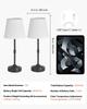 Cordless Table Lamp 2PCS Rechargeable Battery Desk Lamp Fabric Shade Black