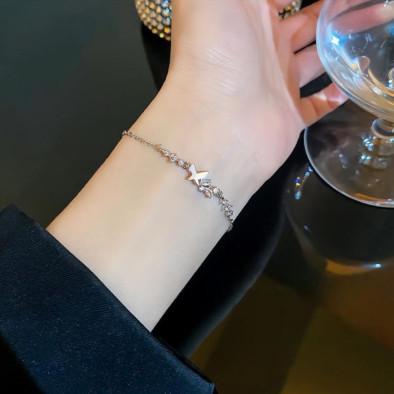Micro-inlaid zircon butterfly bracelet women s light luxury niche design girlfriend bracelet retro super fairy spring jewelry