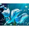 Animal Dolphins with Fish 5D Diy Diamond Painting Full Round Drill Mosaic Diamond Embroidery Rhinestones Home Decoration