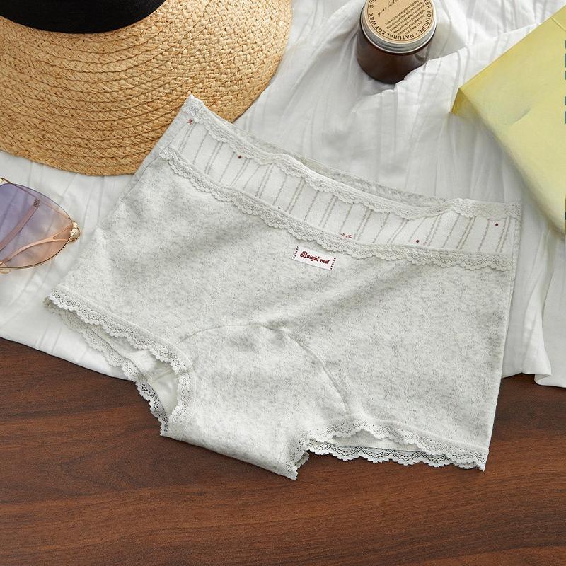 Damen Frühling und Herbst Vintage Spitze Rand Reine Baumwolle 10A Antibakteriell Erweiterte Reichweite Boxer Briefs